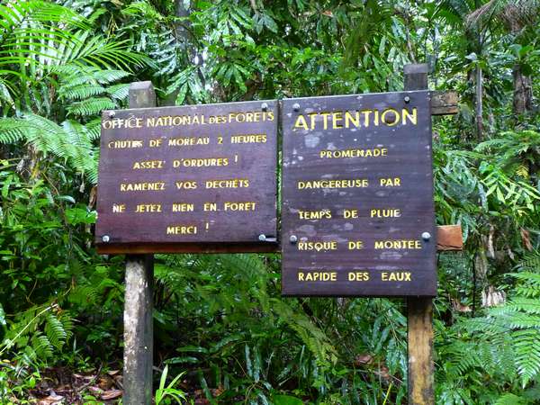 avertissement, départ, chutes moreau, basse terre nord, guadeloupe