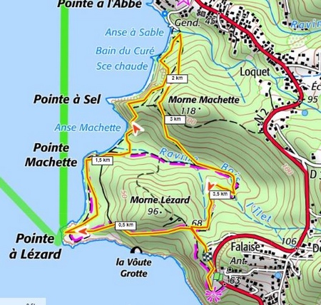 pointe lézard machette carte bouillante Guadeloupe