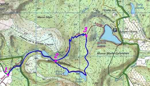 Trace des étangs, carte