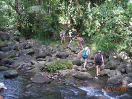 traversée, rivière quiok, route mamelles, guadeloupe